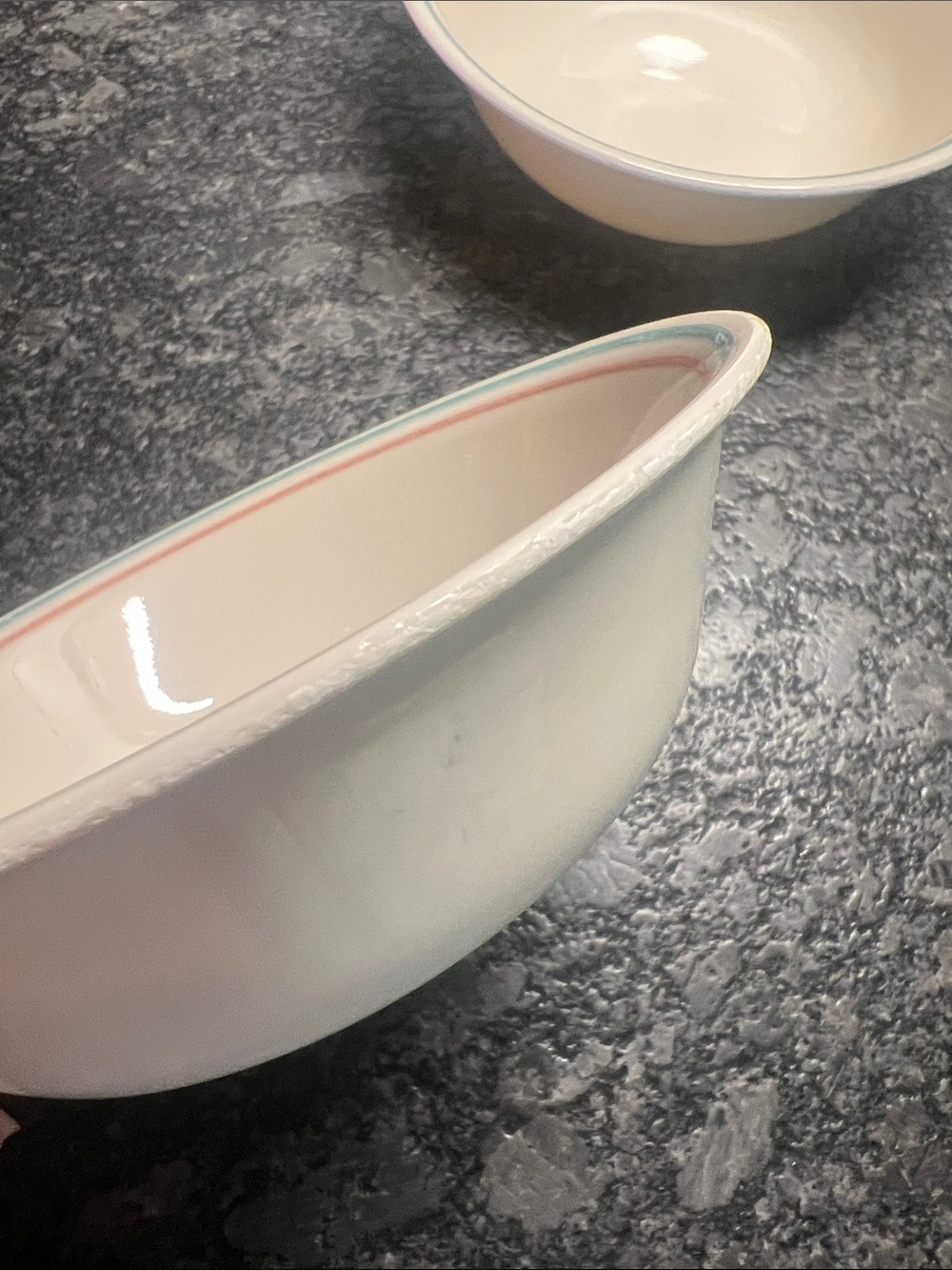 Corelle Forever Yours cereal/salad bowls Pink and Blue Rim - Set of 2 - Picture 2 of 3